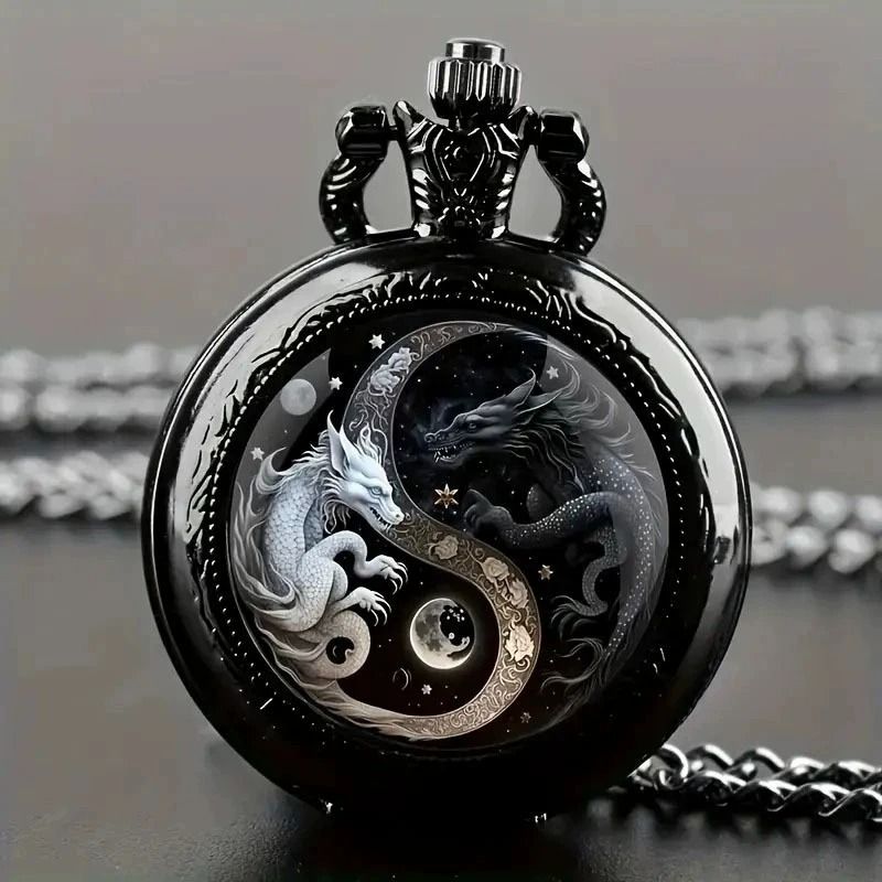Retro Dragon Pocket Watch Quartz Vintage Antique Style Pendant Watch 4