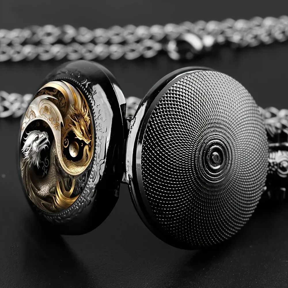 Retro Dragon Pocket Watch Quartz Vintage Antique Style Pendant Watch 14