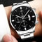 Mens Luxury Watch Stainless Steel Wrist Watch Quartz Business Calendar Silver 6
