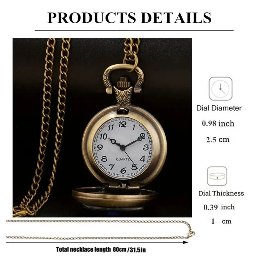 Vintage Motorcycle Pocket Watch Retro Quartz Pendant Necklace Watch 1