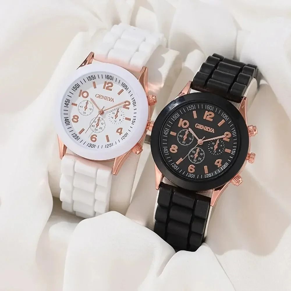 Luxury Couple Watch Set Quartz Matching Watches Silicone Strap Wristwatch Gift Set 1