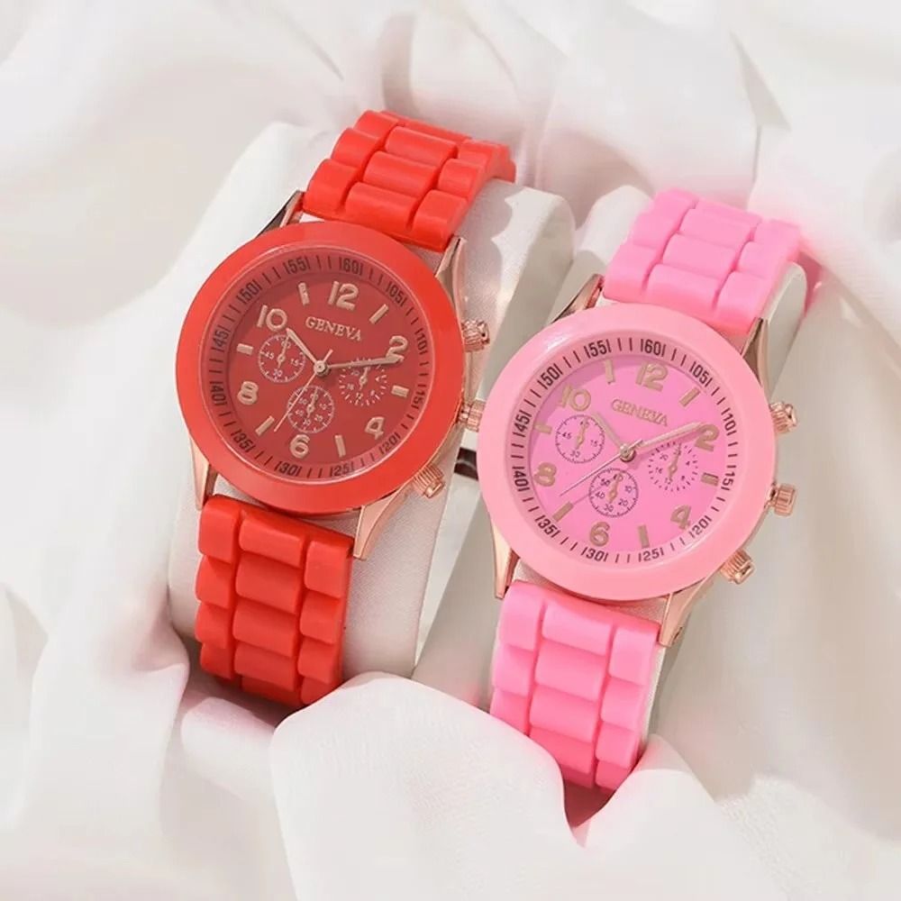 Luxury Couple Watch Set Quartz Matching Watches Silicone Strap Wristwatch Gift Set 5