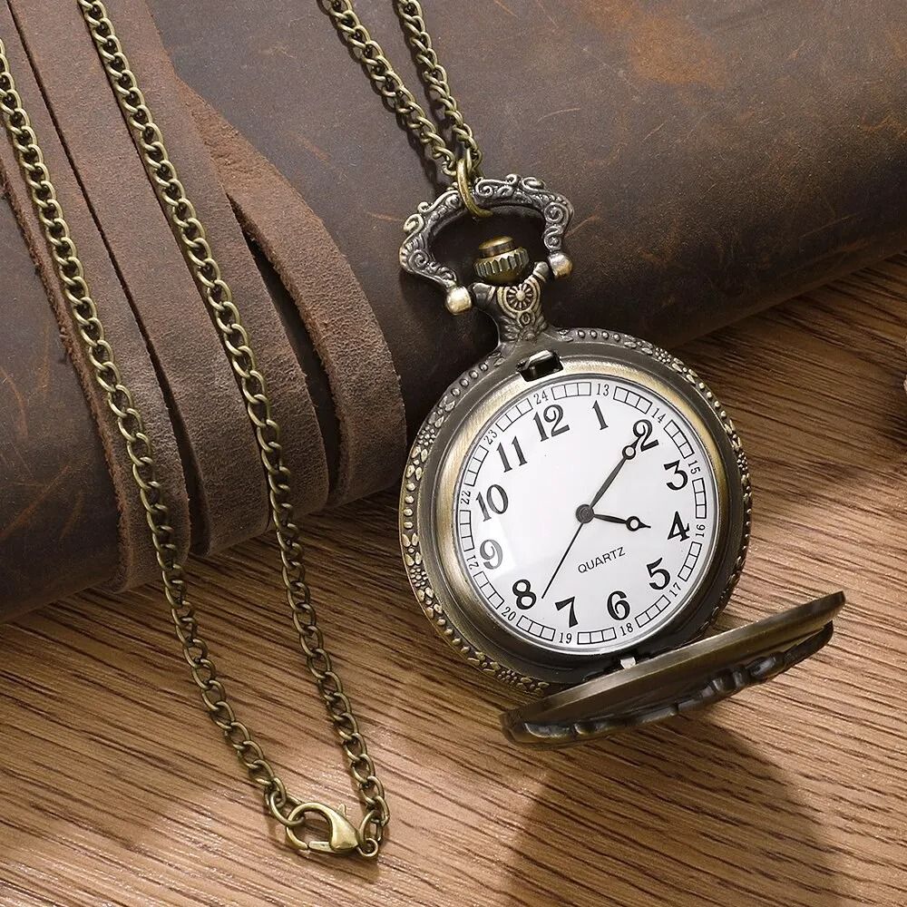 Retro Motorcycle Pocket Watch Quartz Vintage Motorbike Design Pendant Watch 2