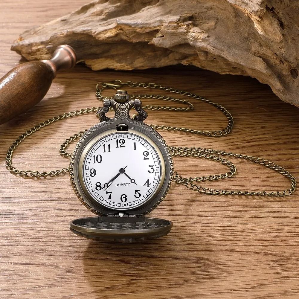 Retro Motorcycle Pocket Watch Quartz Vintage Motorbike Design Pendant Watch 3
