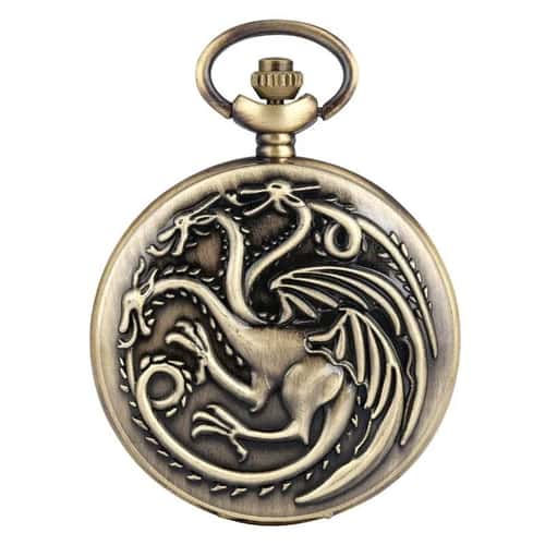Vintage Dragon Pocket Watch Bronze Quartz Fantasy Necklace Timepiece