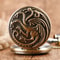Vintage Dragon Pocket Watch Bronze Quartz Fantasy Necklace Timepiece 7