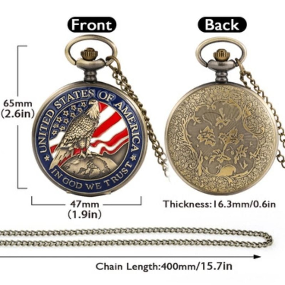 Classic Eagle Vintage Pocket Watch Quartz Arabic Numeral Timepiece 4