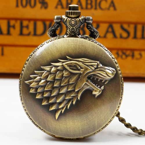 Vintage Wolf Pocket Watch Quartz Arabic Numeral Wolf Head Pendant Timepiece