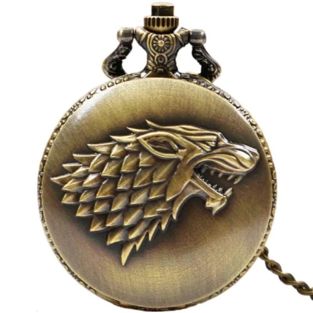 Vintage Wolf Pocket Watch Quartz Arabic Numeral Wolf Head Pendant Timepiece 4