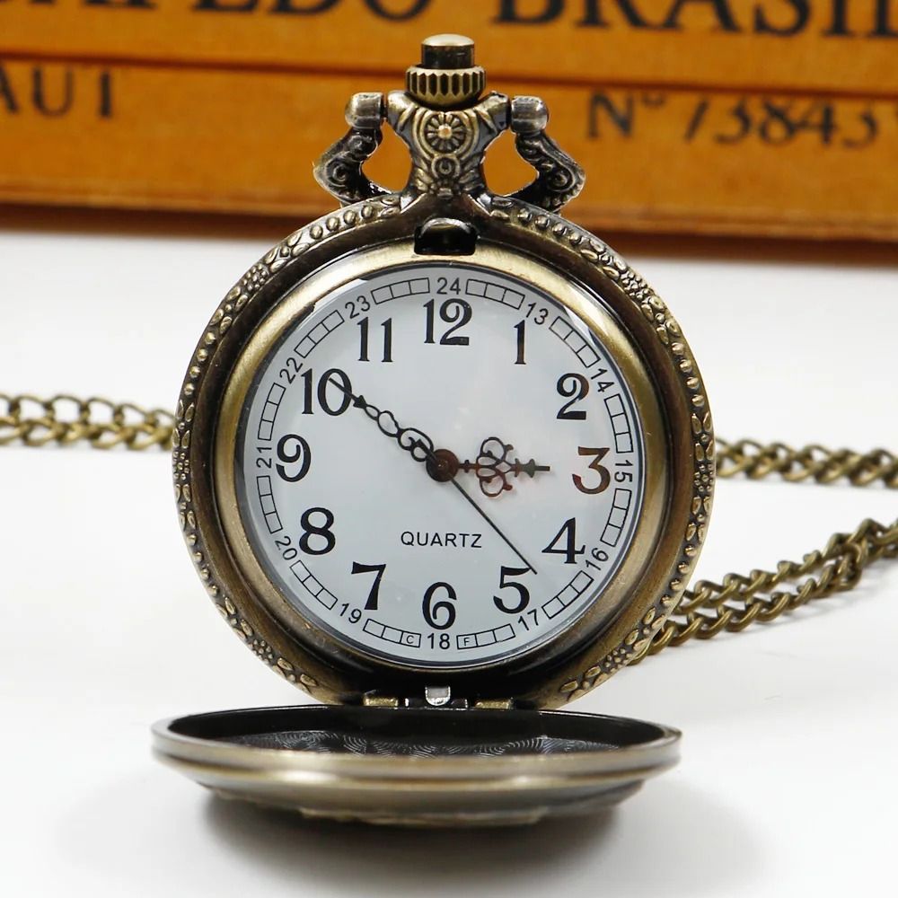 Vintage Wolf Pocket Watch Quartz Arabic Numeral Wolf Head Pendant Timepiece 7