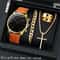 4 Piece Mens Watch Set Quartz Leather Strap Casual Watches Gift Set 1