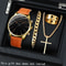 4 Piece Mens Watch Set Quartz Leather Strap Casual Watches Gift Set 7
