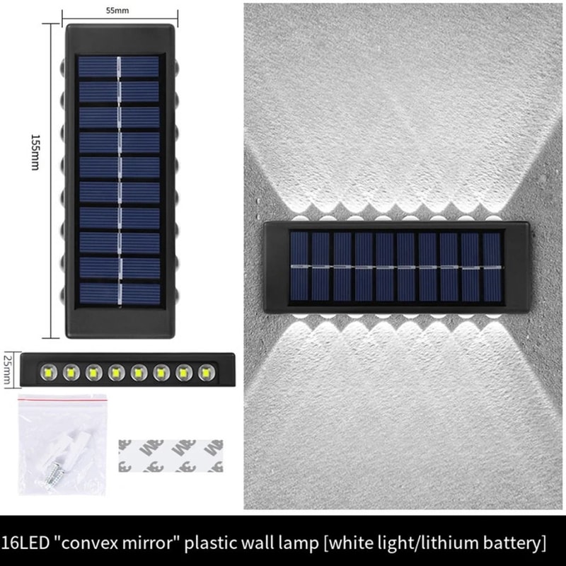 Outdoor Solar Wall Light Waterproof LED Up Down Garden Lighting Lamp 12