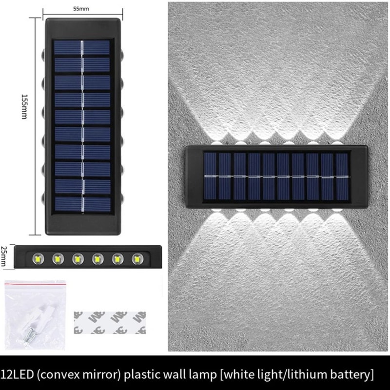 Outdoor Solar Wall Light Waterproof LED Up Down Garden Lighting Lamp 10