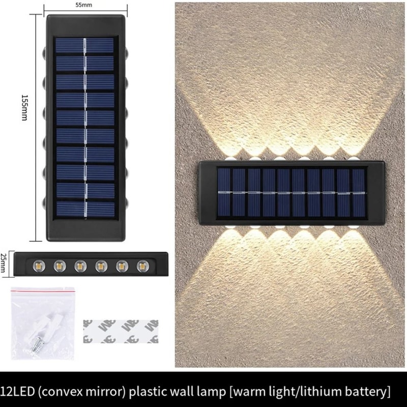 Outdoor Solar Wall Light Waterproof LED Up Down Garden Lighting Lamp 11