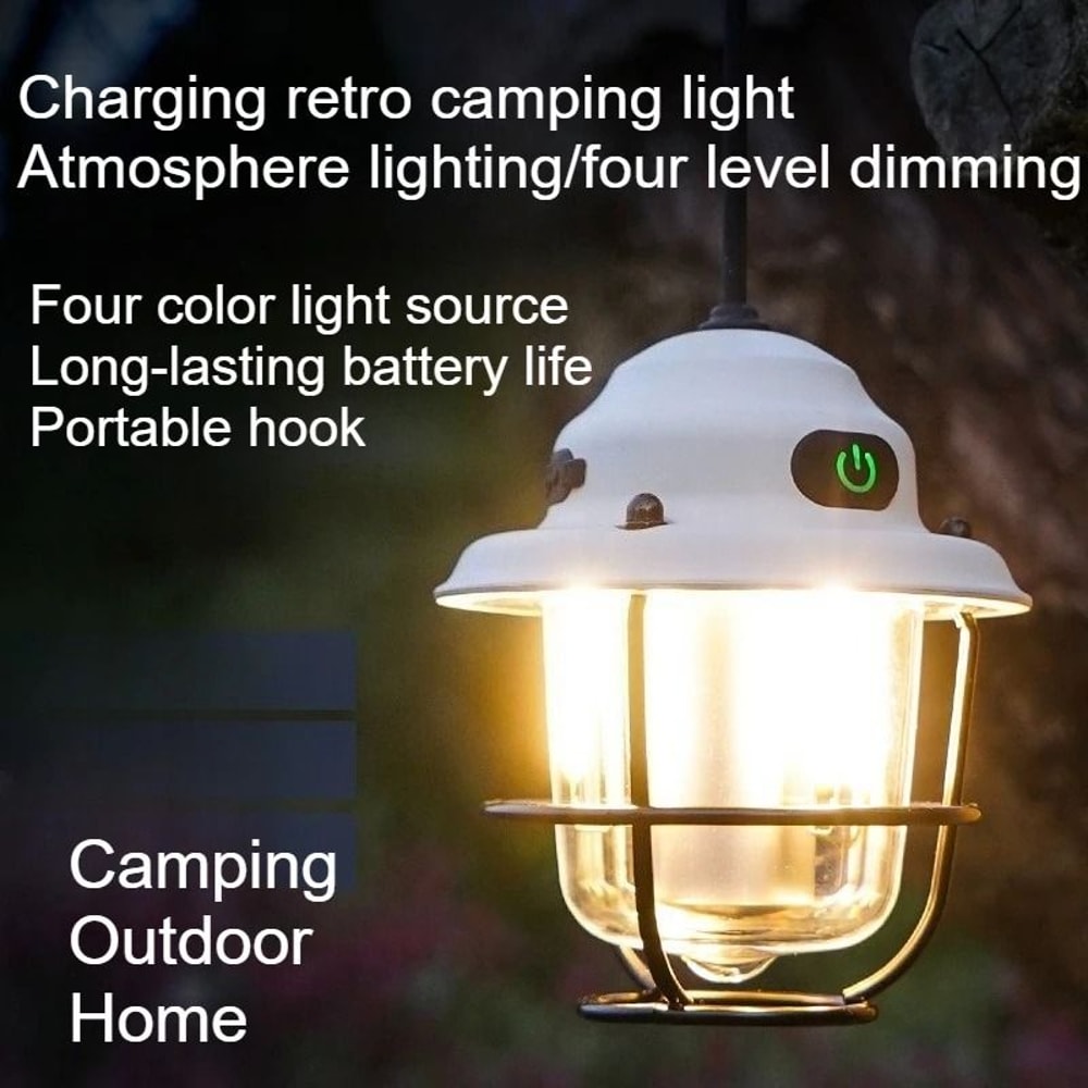 Vintage Camping Lantern Light Portable Rechargeable Outdoor Ambient Tent Light 4