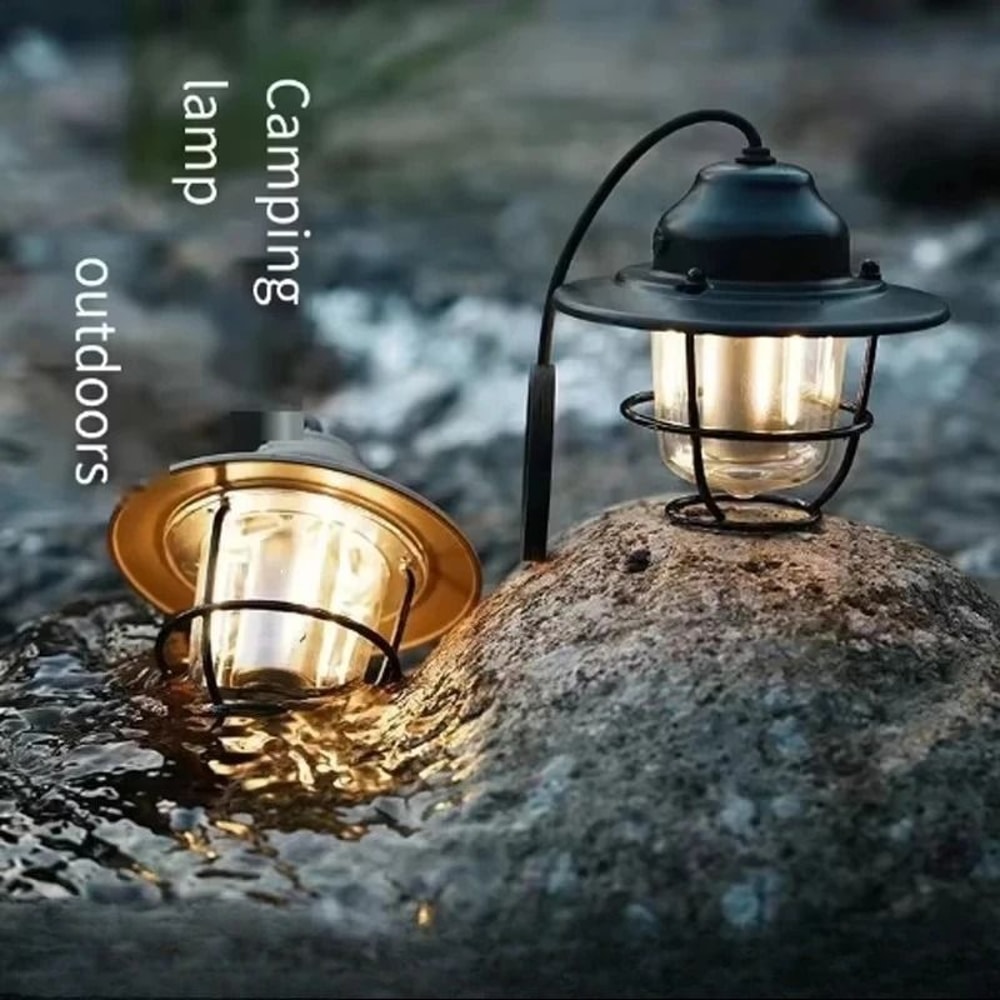 Vintage Camping Lantern Light Portable Rechargeable Outdoor Ambient Tent Light 5