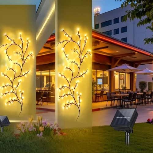 Solar Willow Vine String Lights Outdoor Waterproof Fairy Garden Decorative Lights