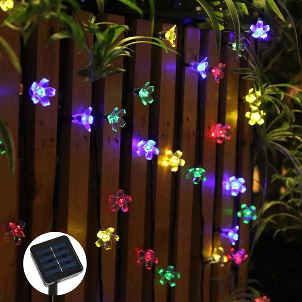 Solar Cherry Blossom String Lights Outdoor Waterproof Fairy Garden Party Lights 5