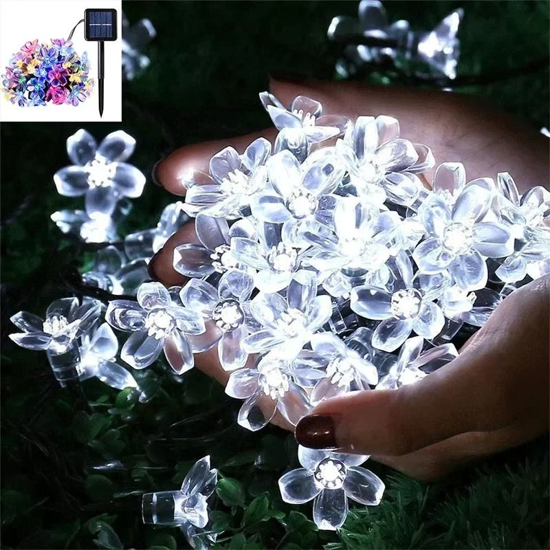 Solar Cherry Blossom String Lights Outdoor Waterproof Fairy Garden Party Lights 1