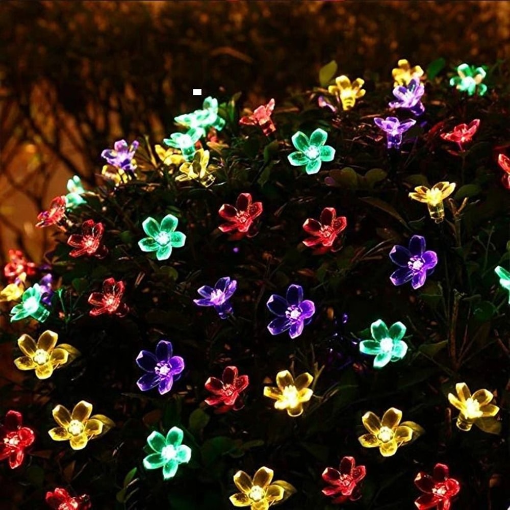 Solar Cherry Blossom String Lights Outdoor Waterproof Fairy Garden Party Lights 9