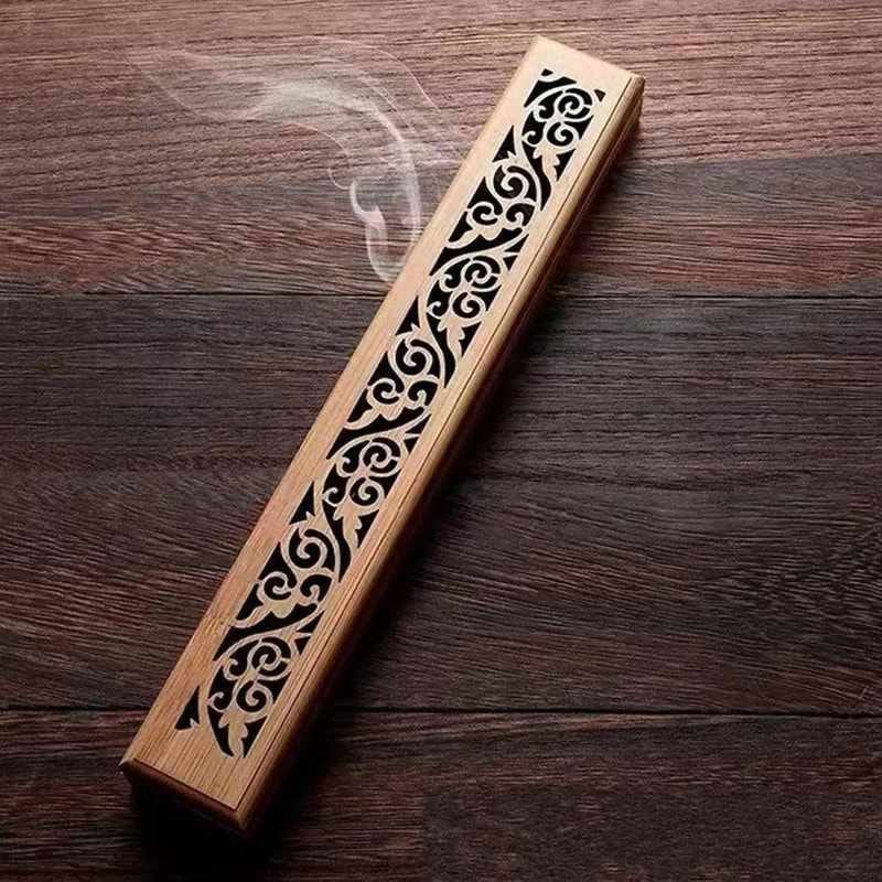 Bamboo Incense Burner Box Wooden Aromatherapy Incense Holder Storage Case 4