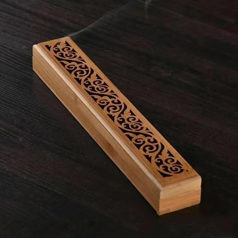 Bamboo Incense Burner Box Wooden Aromatherapy Incense Holder Storage Case 5
