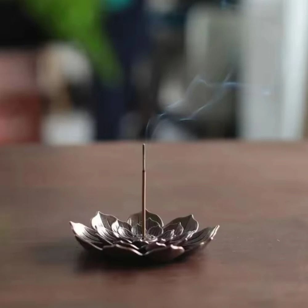 Lotus Alloy Incense Burner Stick And Coil Holder For Meditation Decor 2