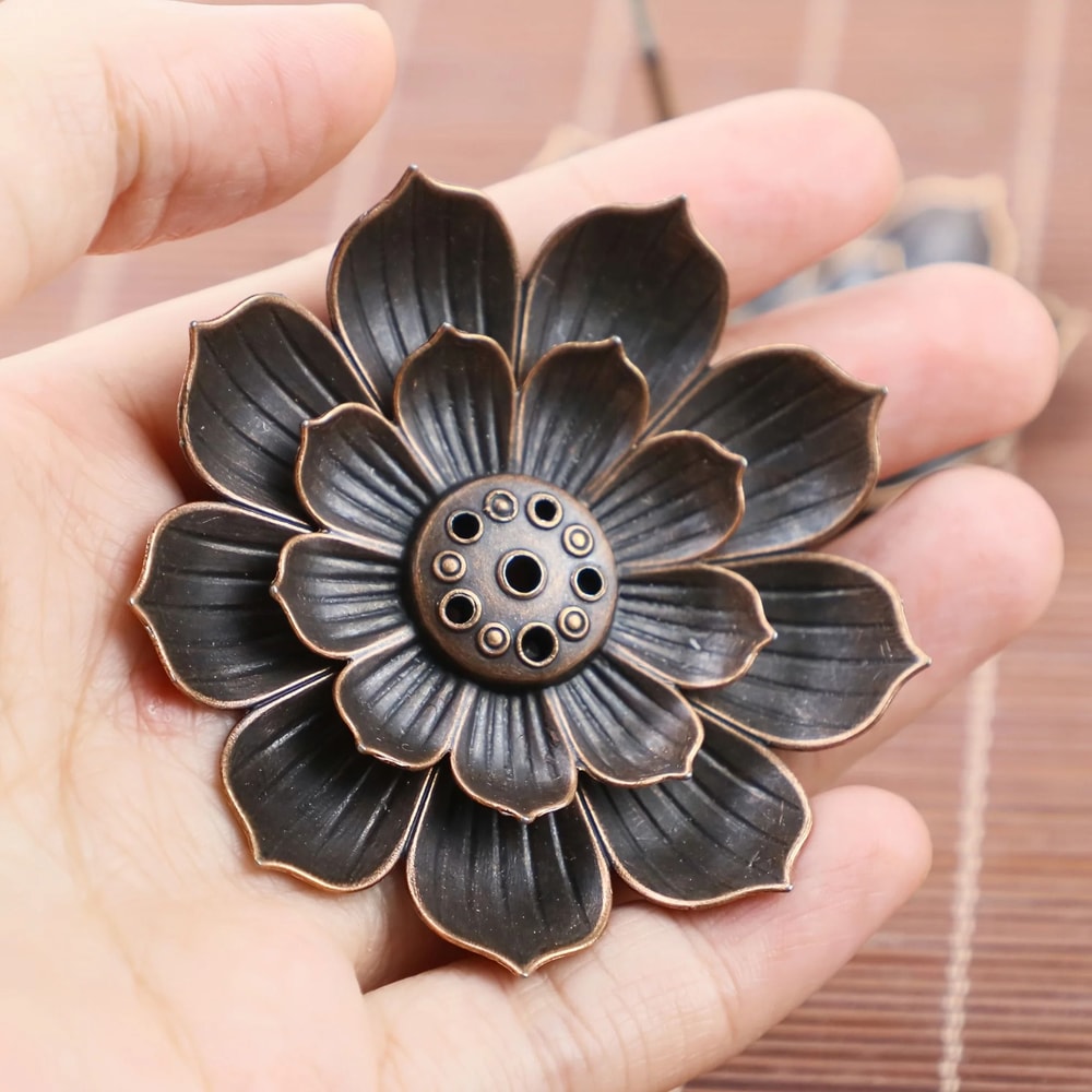 Lotus Alloy Incense Burner Stick And Coil Holder For Meditation Decor 4