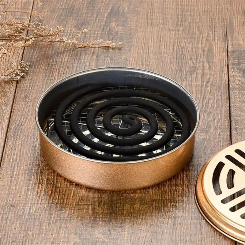 Stainless Steel Mosquito Coil Holder Tray With Spiral Cover Portable Rack 5