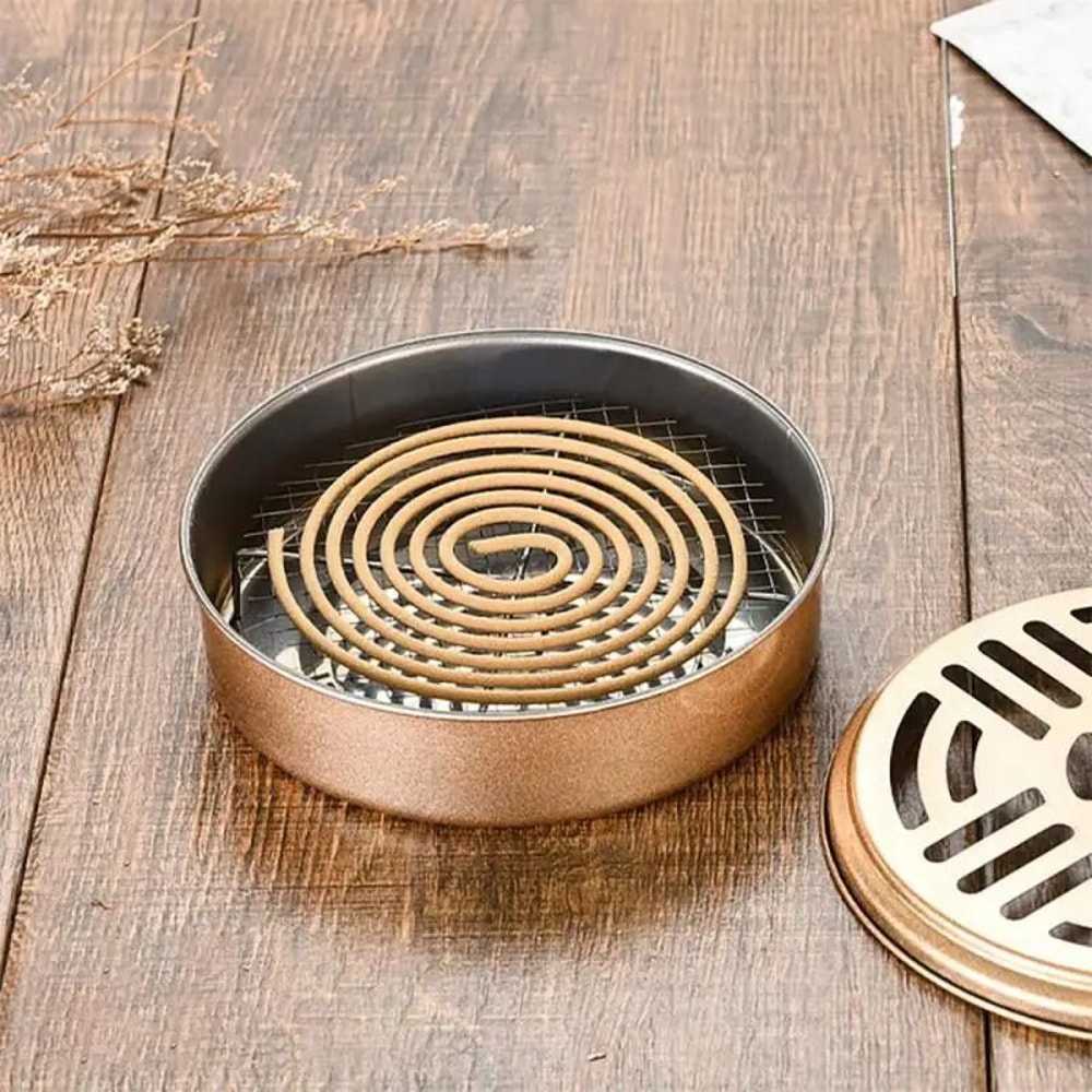 Stainless Steel Mosquito Coil Holder Tray With Spiral Cover Portable Rack 8