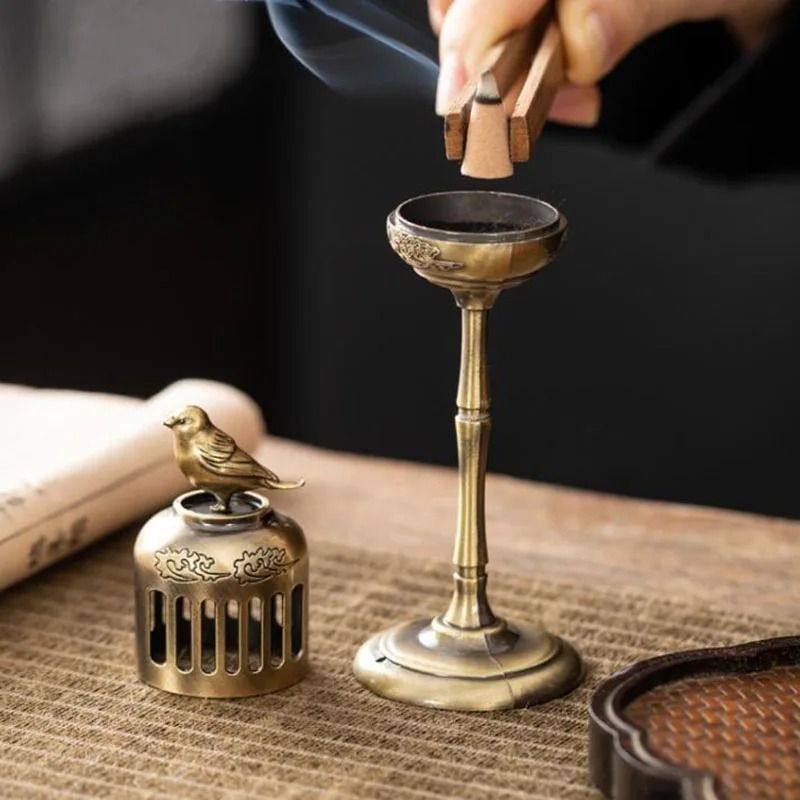 Metal Magpie Backflow Incense Burner Hollow Decorative Censer Lamp 5