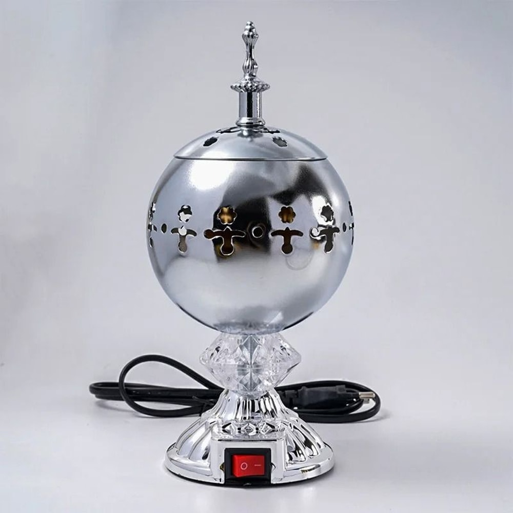 Plug In Electric Bakhoor Burner Metal Arabian Home Aroma Incense Censer 2