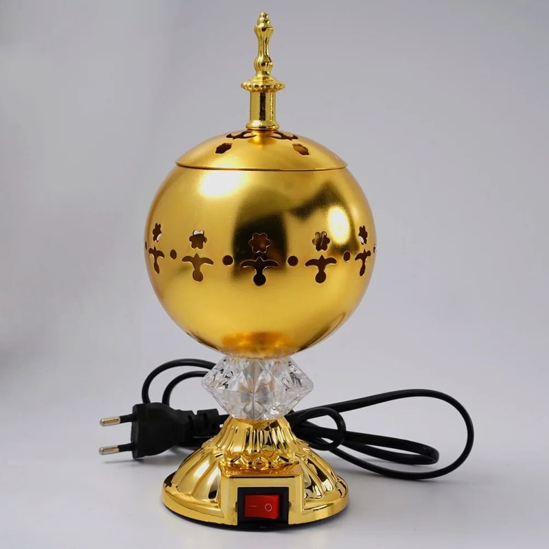 Plug In Electric Bakhoor Burner Metal Arabian Home Aroma Incense Censer 1