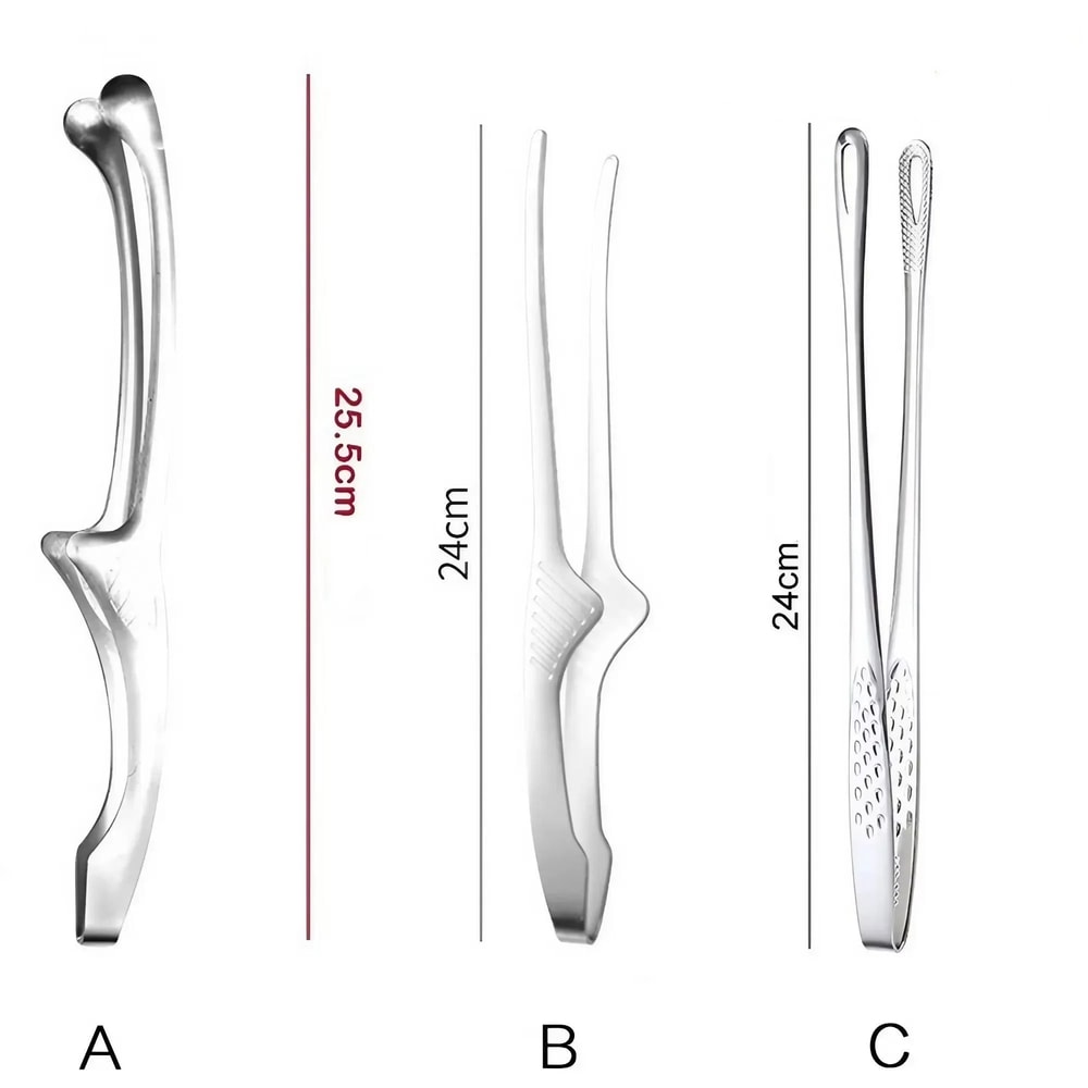 304 Stainless Steel Long Handle BBQ Tongs Non Slip Steak Cooking Tool 4