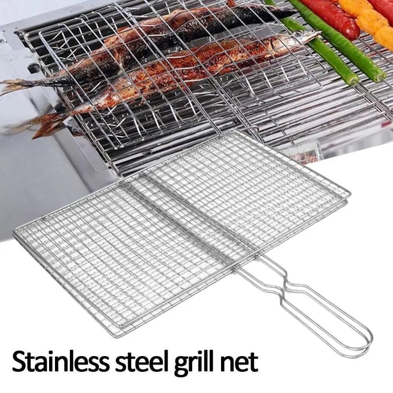 BBQ Grilling Basket Mesh Clamp For Fish Meat And Vegetables 7