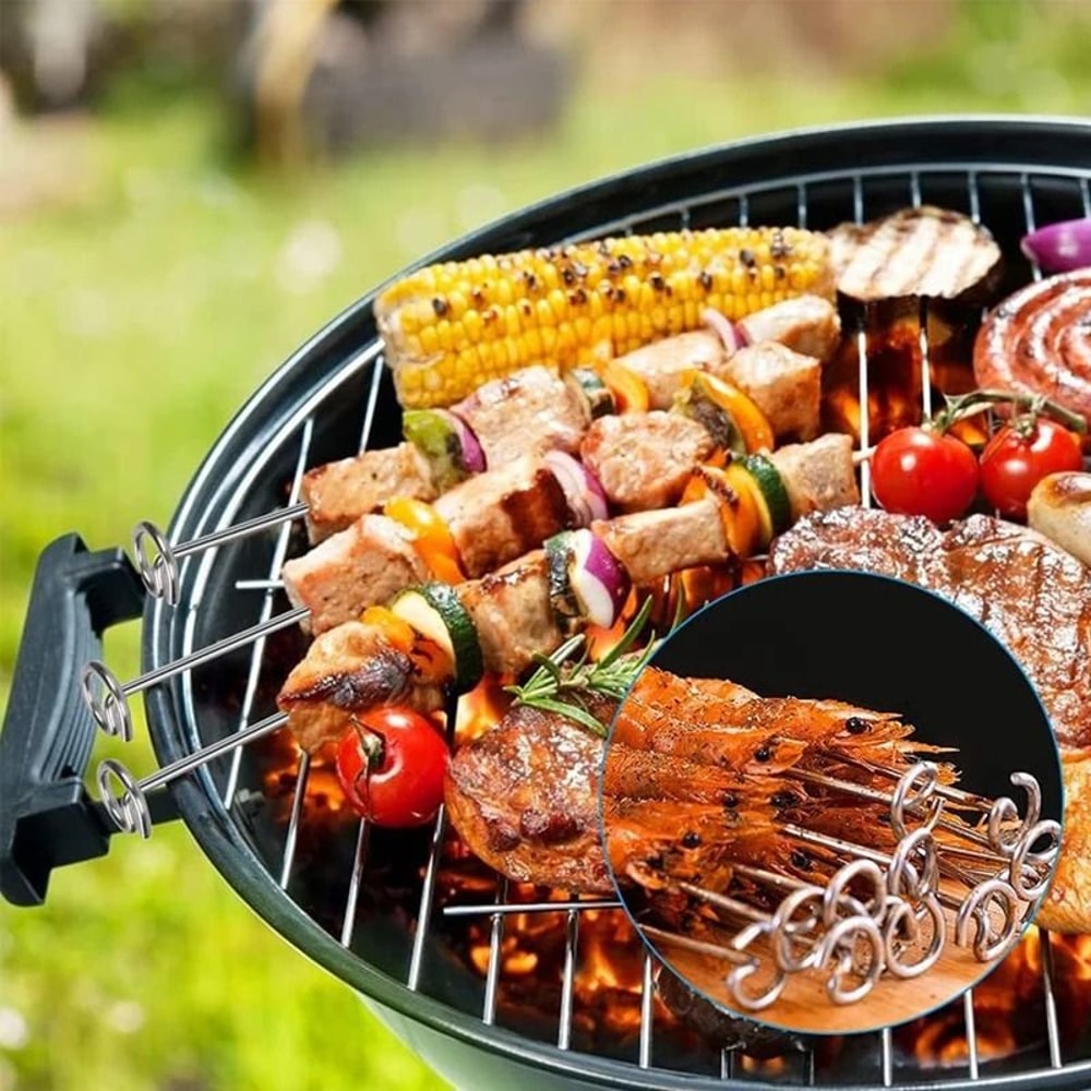12 Piece Stainless Steel BBQ Skewers Set Air Fryer Kebab Skewers 1
