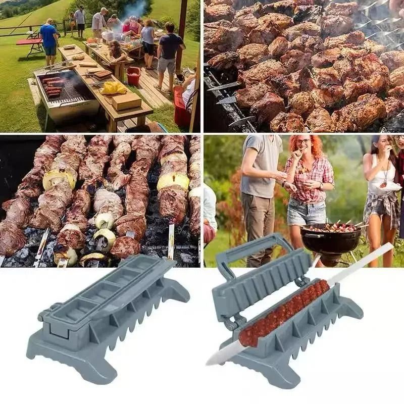 Manual Kebab Maker Mold BBQ Meat Skewer Press Tool For Easy Cooking 1