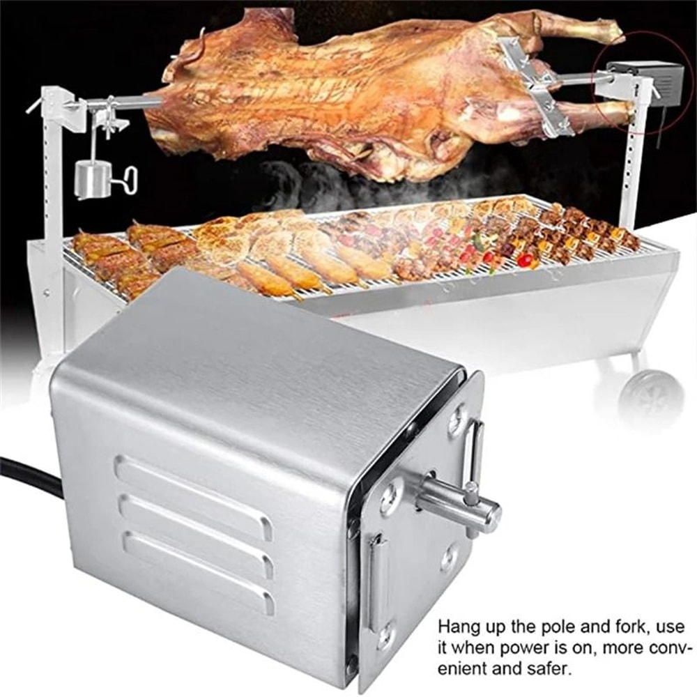 Electric BBQ Rotisserie Kit Stainless Steel Spit Roaster Motor For Outdoor Grilling 1
