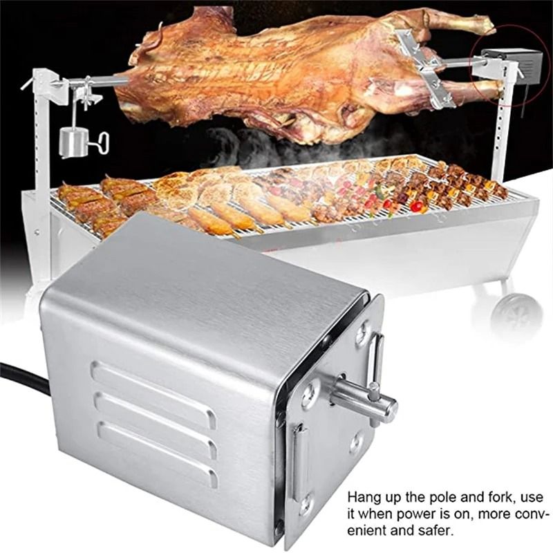 Electric BBQ Rotisserie Kit Stainless Steel Spit Roaster Motor For Outdoor Grilling 1