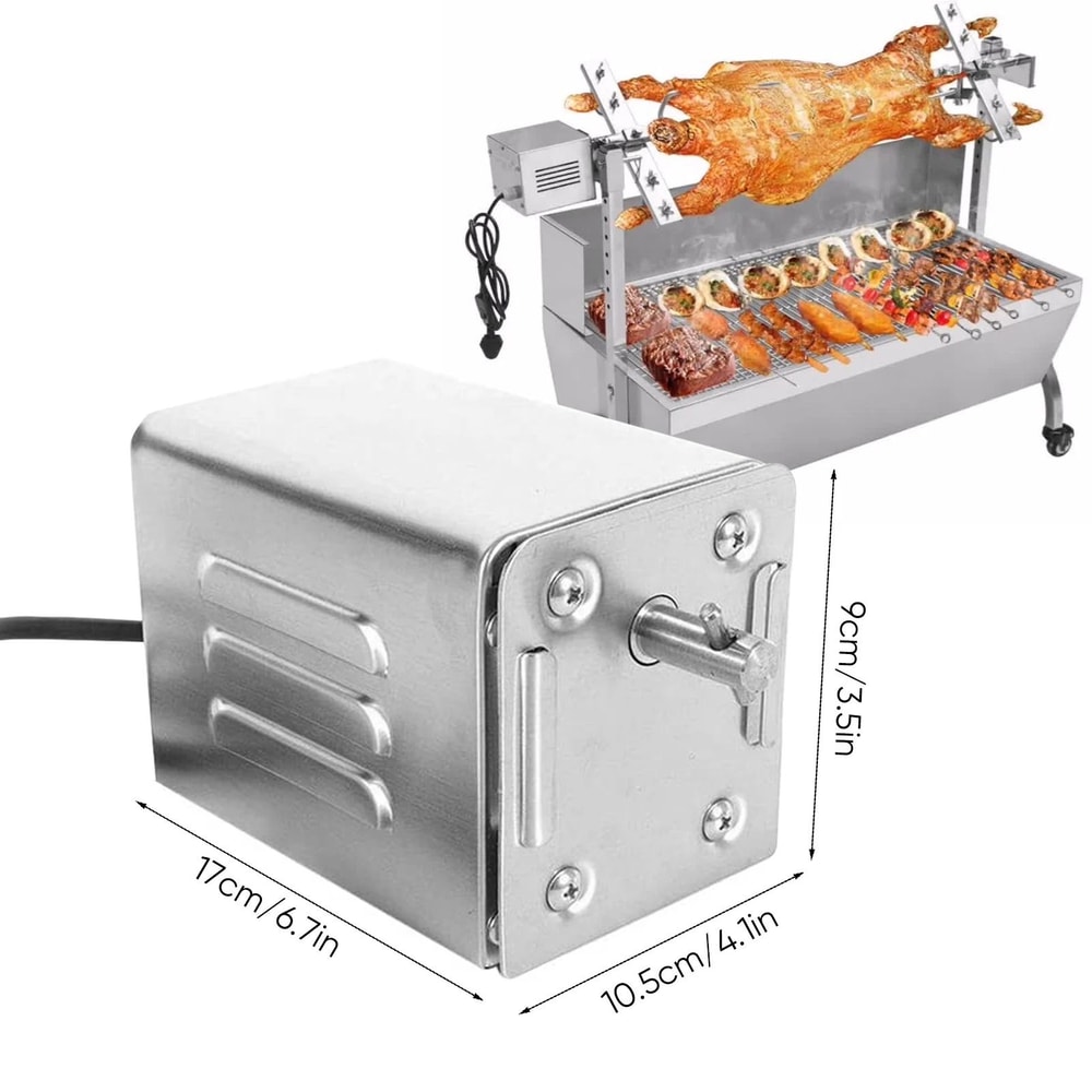 Electric BBQ Rotisserie Kit Stainless Steel Spit Roaster Motor For Outdoor Grilling 2