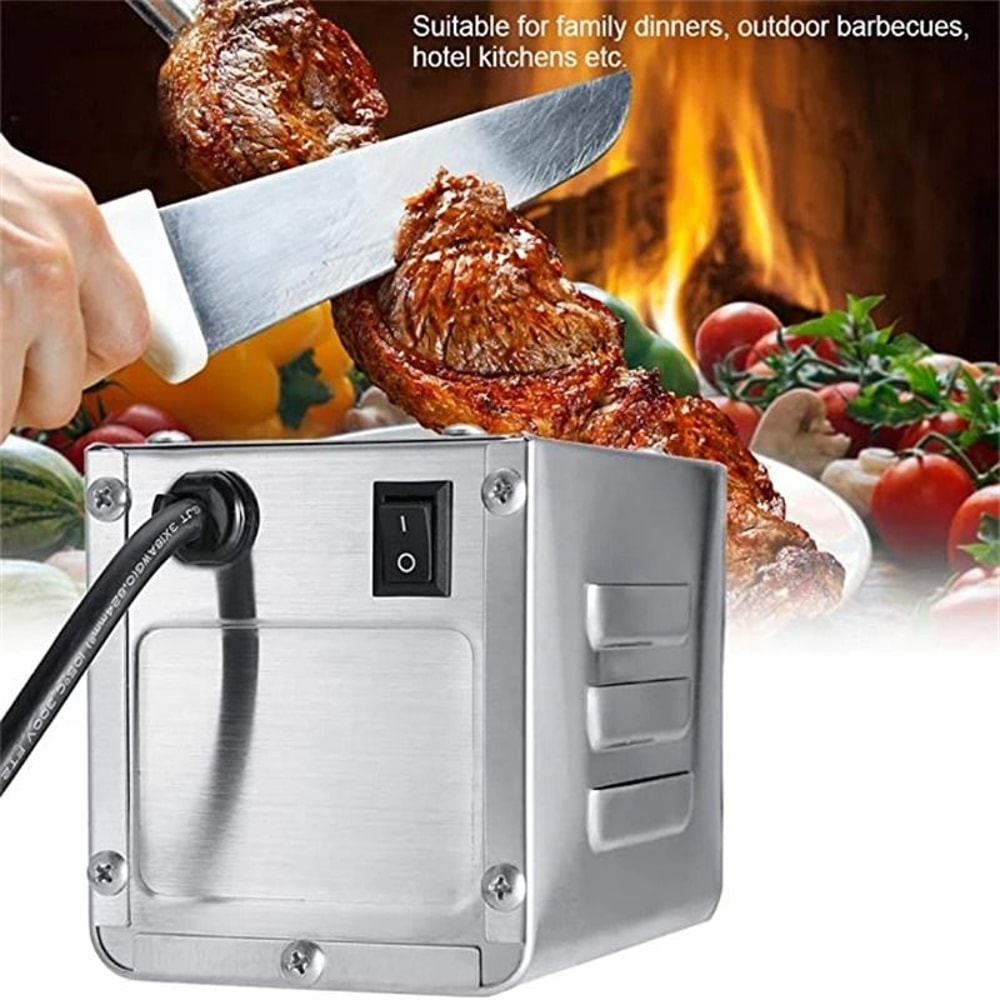 Electric BBQ Rotisserie Kit Stainless Steel Spit Roaster Motor For Outdoor Grilling 4