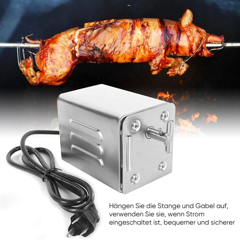 Electric BBQ Rotisserie Kit Stainless Steel Spit Roaster Motor For Outdoor Grilling 5