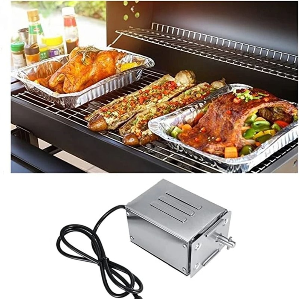 Electric BBQ Rotisserie Kit Stainless Steel Spit Roaster Motor For Outdoor Grilling 0