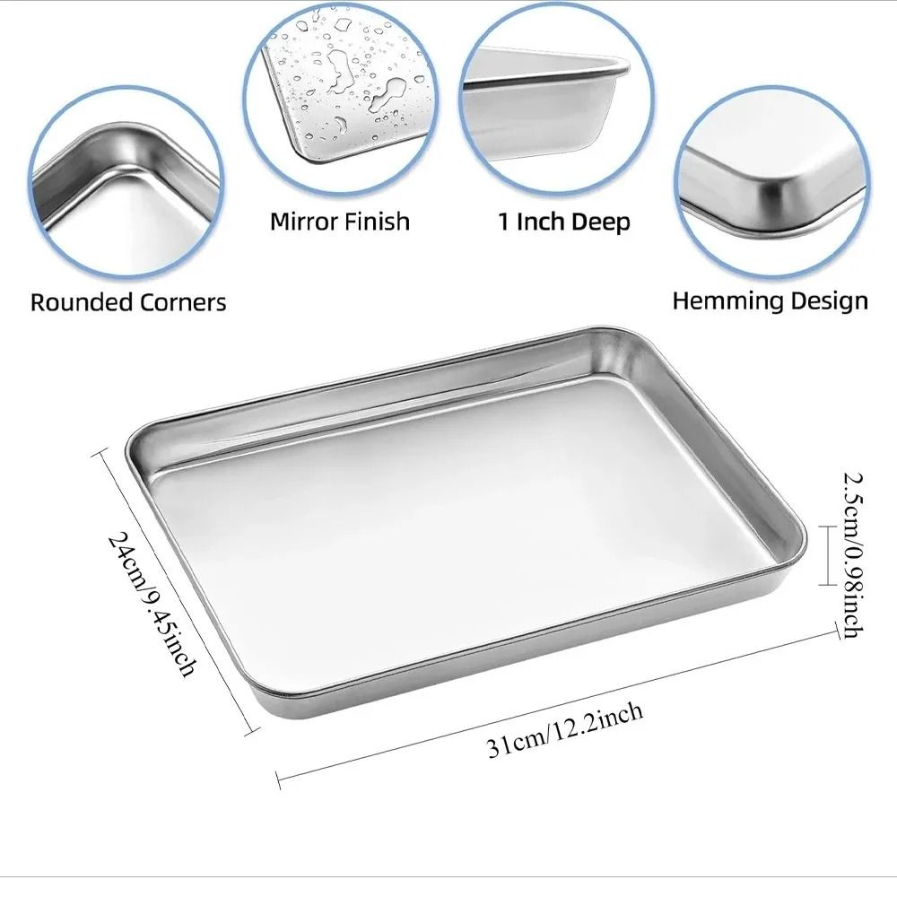 Stainless Steel Baking Tray With Cooling Rack Set BBQ Grill Oven Tray 5