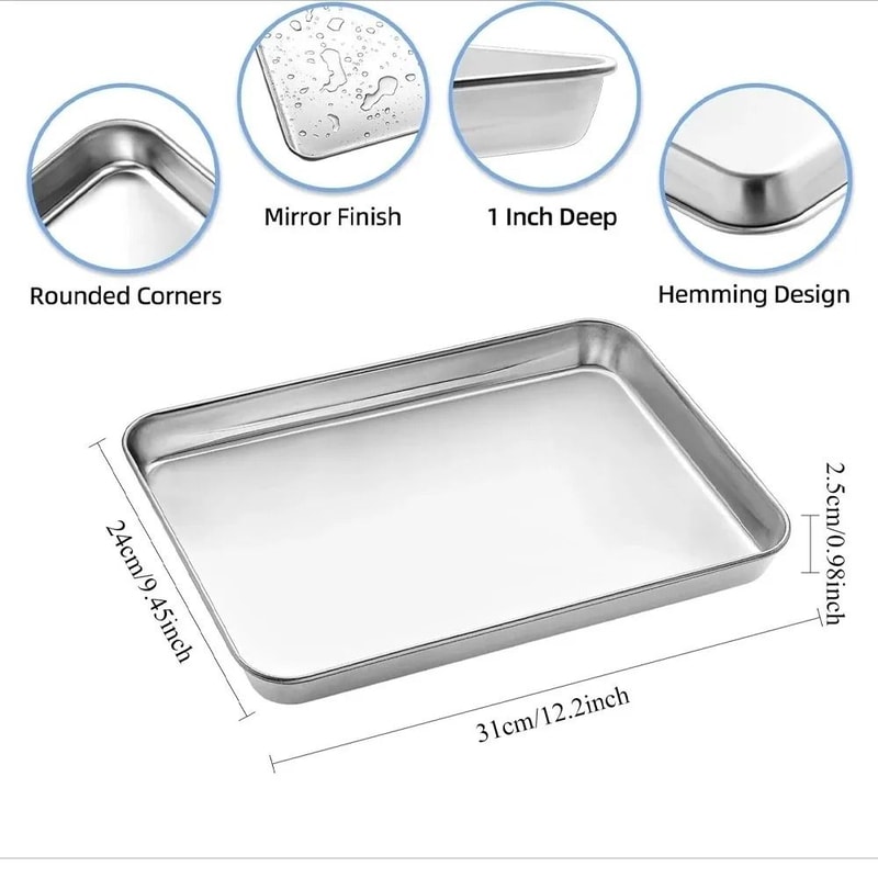 Stainless Steel Baking Tray With Cooling Rack Set BBQ Grill Oven Tray 5