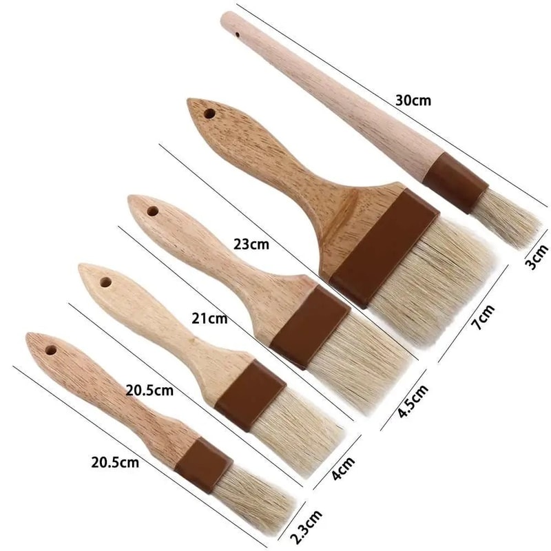 BBQ Basting Brush Wooden Handle Pastry Oil Brush For Cooking And Baking 6
