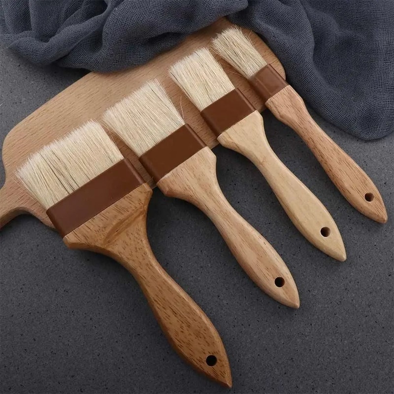 BBQ Basting Brush Wooden Handle Pastry Oil Brush For Cooking And Baking 9