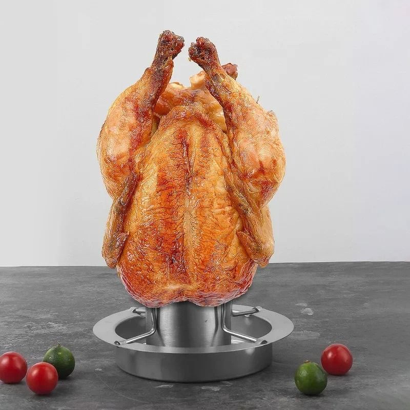 Stainless Steel Chicken Roaster Rack BBQ Grill Stand For Outdoor Cooking 6