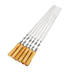 stainless steel bbq skewer fork long handle kebab grill stick for outdoor cooking